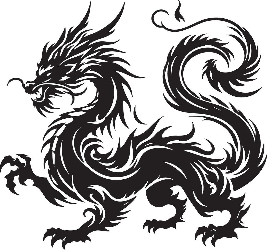 Tribal Dragon Tattoo Design Fantasy Creature Mythical Beast Art vector