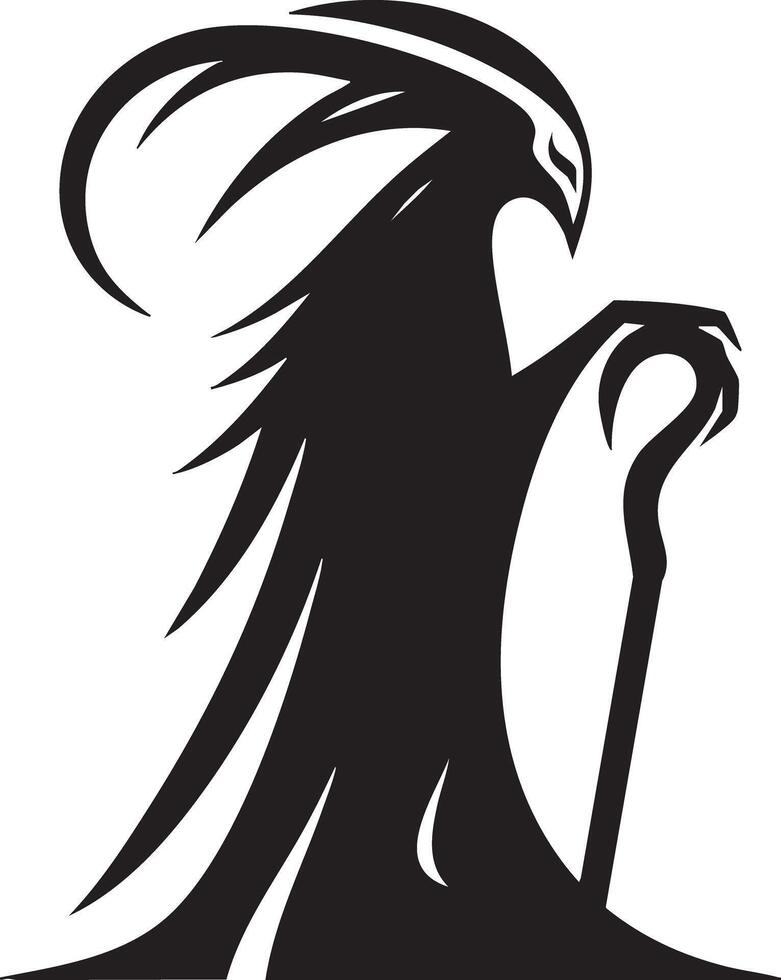 Mysterious Shadowy Figure with Cane on White Background vector
