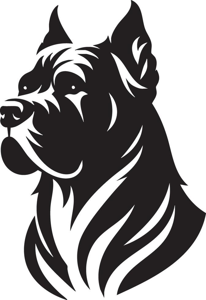 Majestic Cane Corso Dog Head Silhouette Powerful Guard Breed Portrait vector