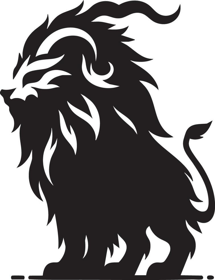 Majestic Black Lion Emblem Powerful Mythical Creature Graphic Design vector