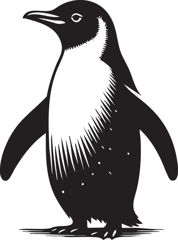 Charming Penguin Illustration with Detailed Feathers and Whimsical Style vector