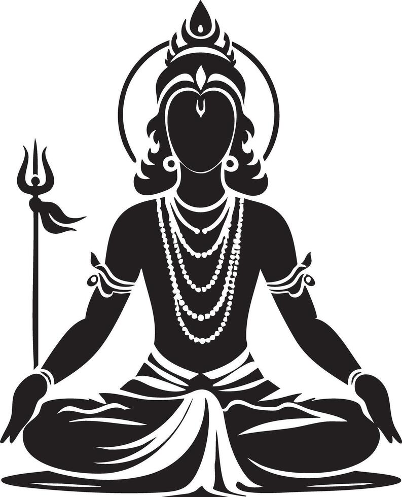 Spiritual Lord Shiva Meditating in Lotus Pose with Trident vector