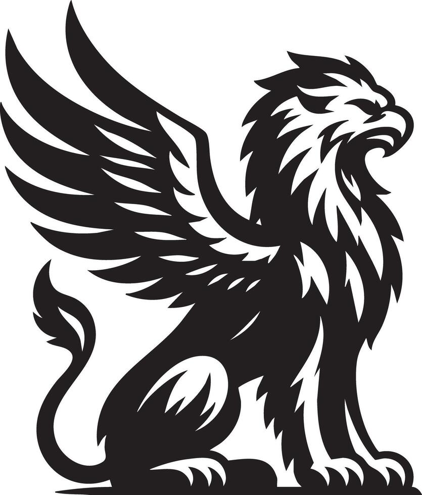 Majestic Griffin Mythical Creature Sitting Confident and Regal vector