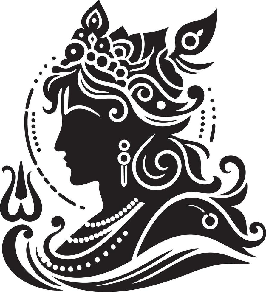Elegant Silhouette of Lord Shiva with Traditional Ornaments and Trident for Indian Culture vector