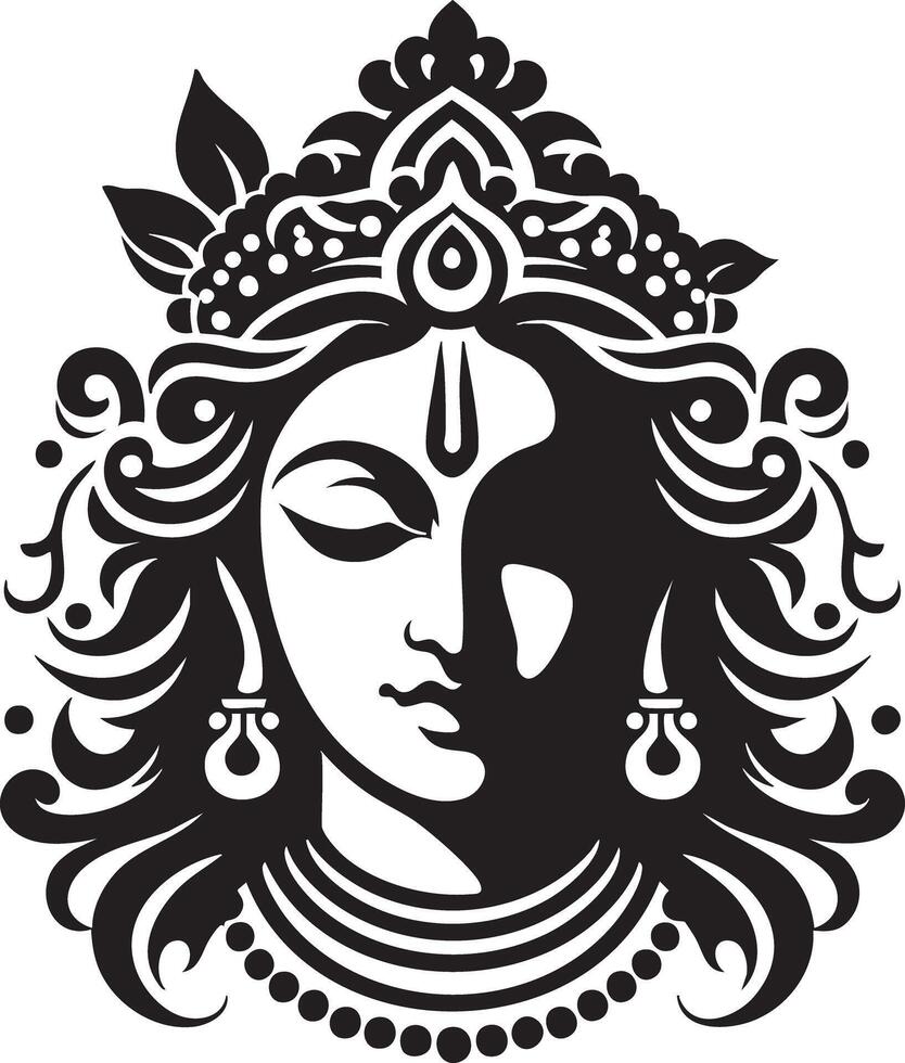 Elegant Krishna Face Design for Spiritual and Cultural Art Projects vector