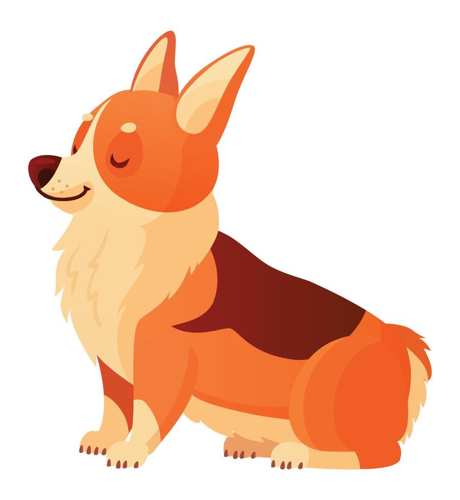 Cartoon illustration of a cute welsh corgi pembroke sitting and smiling, isolated on white background, perfect for pet lovers and animal themes vector