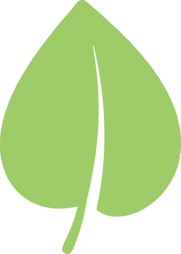 Light green leaf featuring a prominent central vein and stem, representing themes of nature, environment, ecology, and sustainability, isolated against a clean white background vector