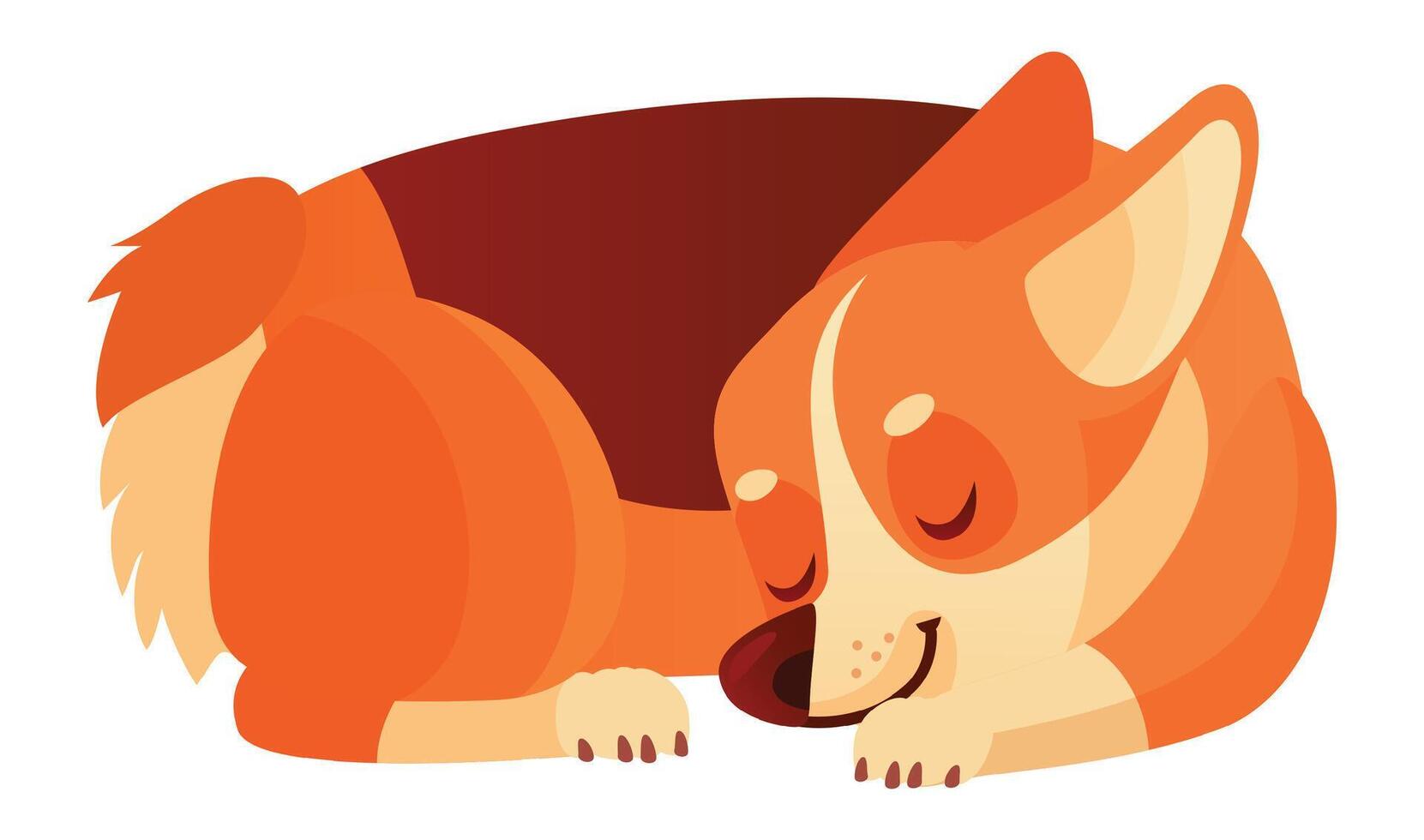 Adorable welsh corgi dog sleeping peacefully, curled up with its eyes closed, enjoying a relaxing nap and dreaming sweet dreams, showcasing the tranquility and peacefulness of a beloved pet vector