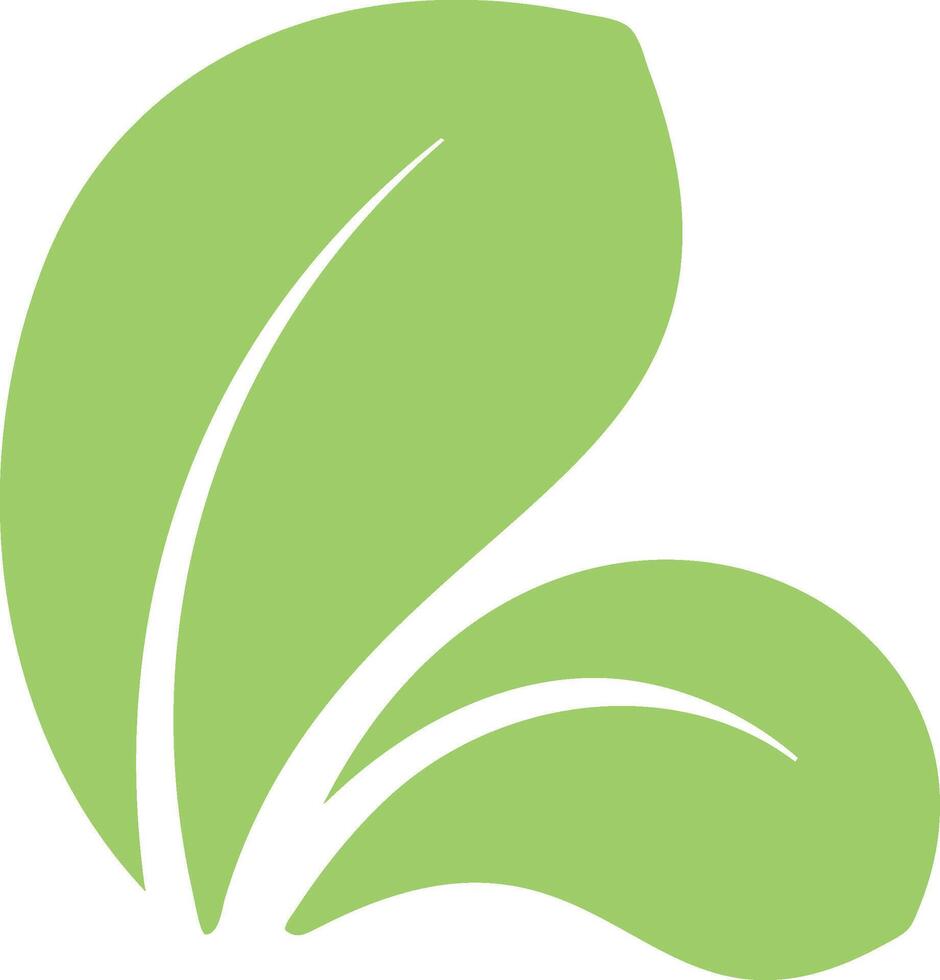 Two overlapping light green leaves creating a simple and elegant nature inspired design, ideal for representing concepts related to ecology, sustainability, or natural products vector