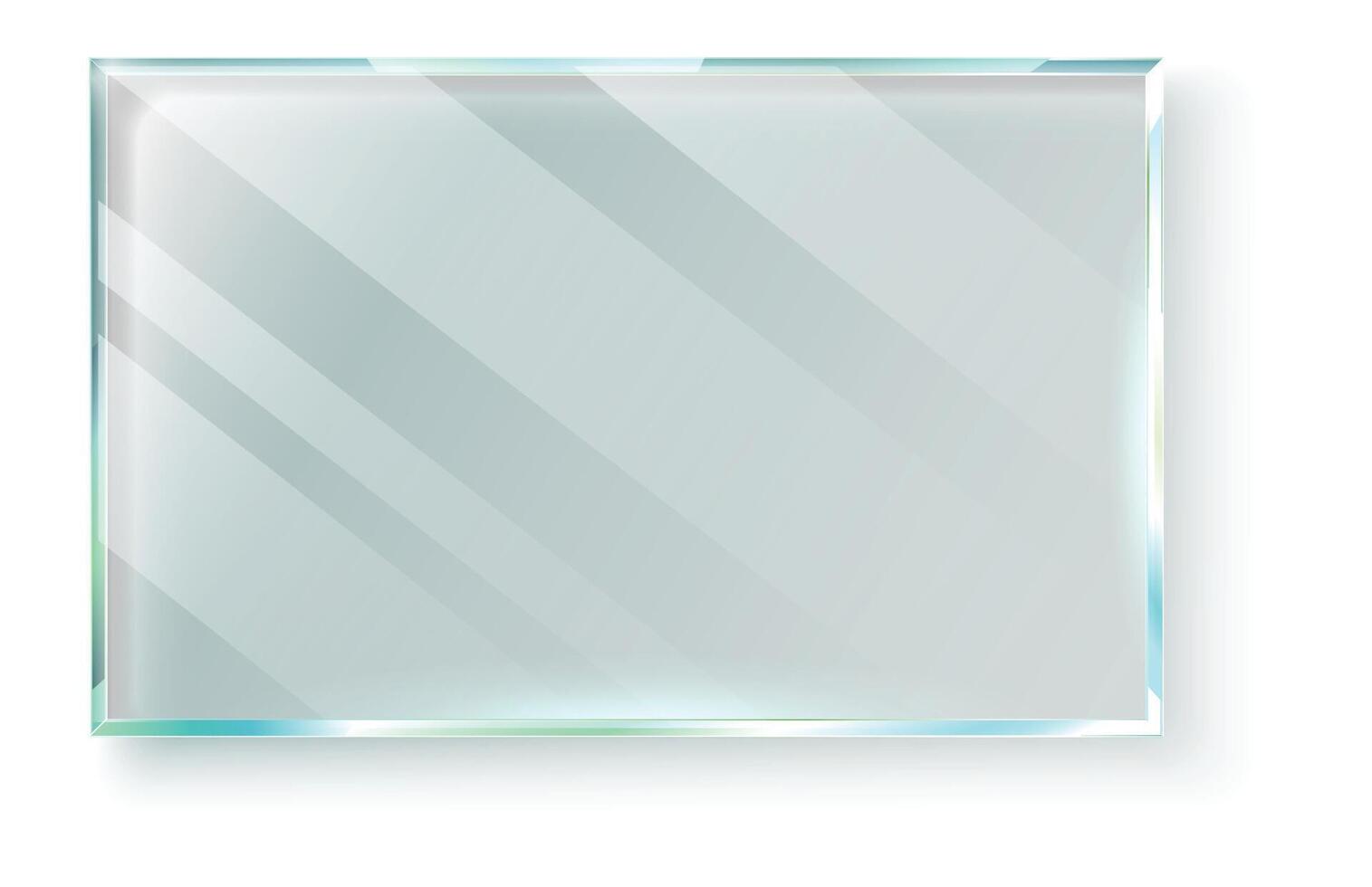 Realistic transparent glass plate featuring captivating light reflections and soft shadows, isolated on a white background, perfect for enhancing design projects and presentations vector