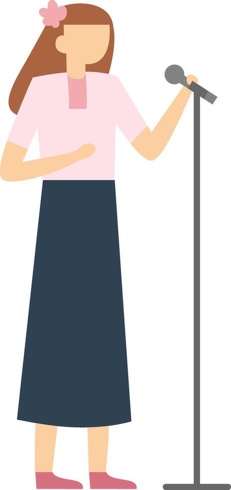 Minimalist illustration featuring a female singer passionately performing with a microphone, embodying the essence of music, entertainment, and vocal artistry on stage vector