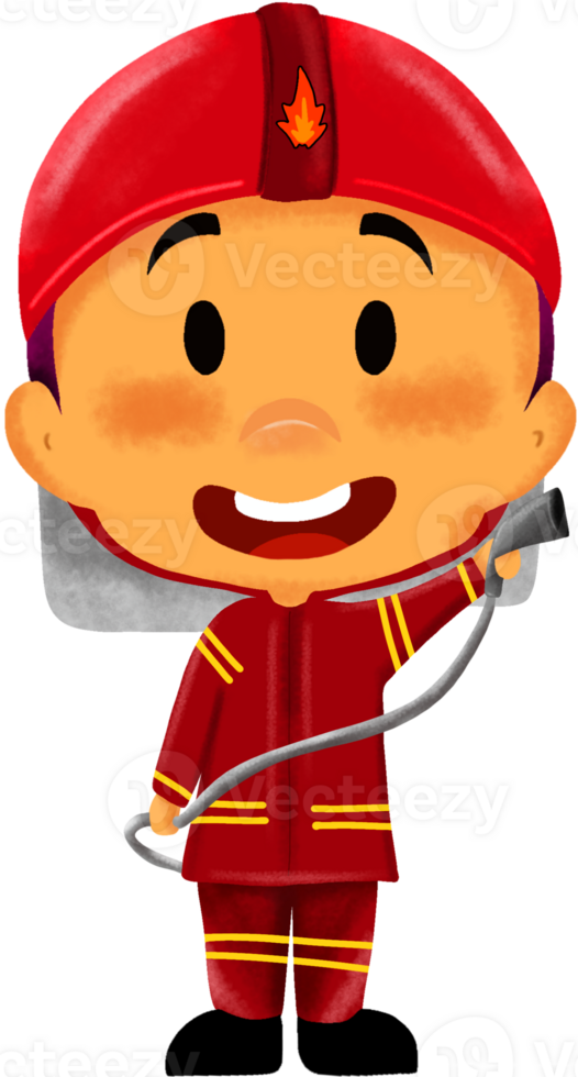 Fireman cartoon with hose png