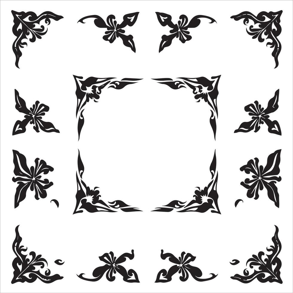 A set of black and white decorative designs vector
