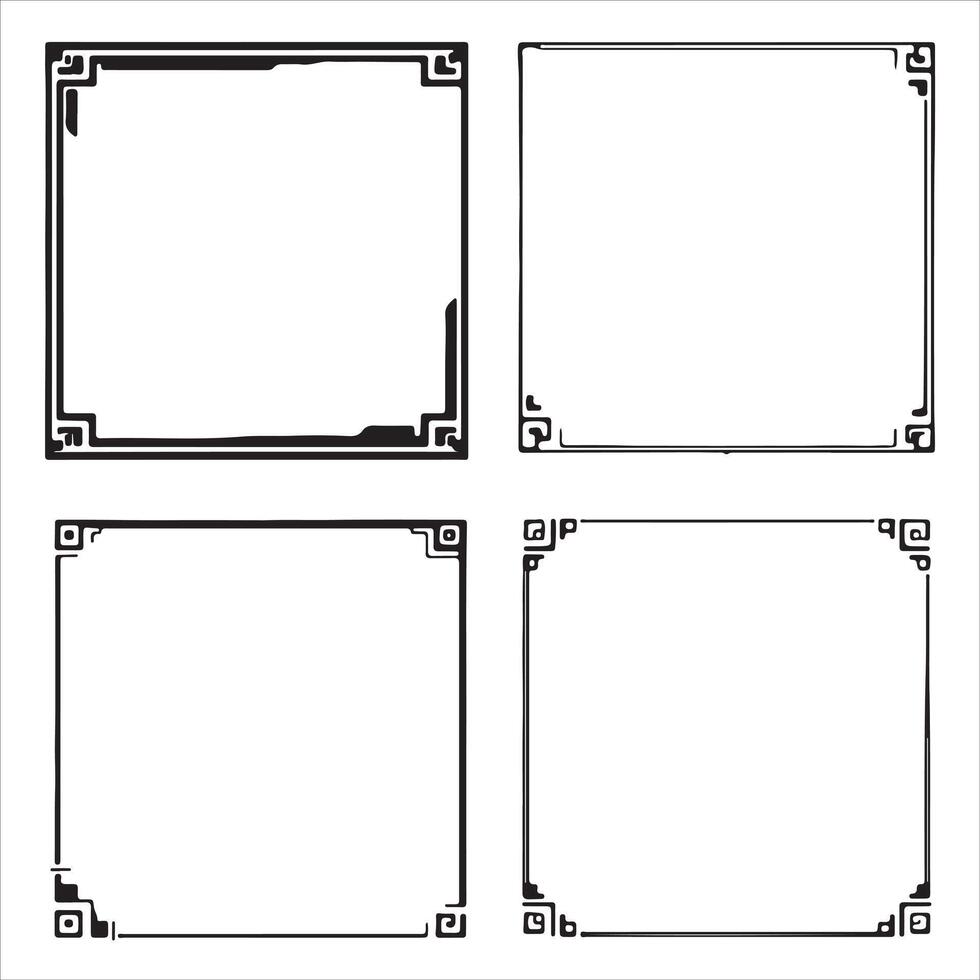 Four square frames with black and white borders vector