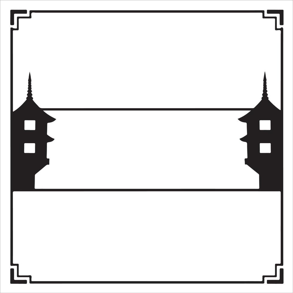 Chinese pagoda frame vector