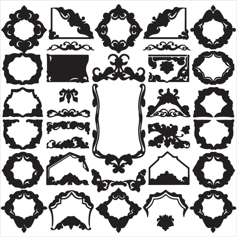 Set of ornamental frames and borders vector