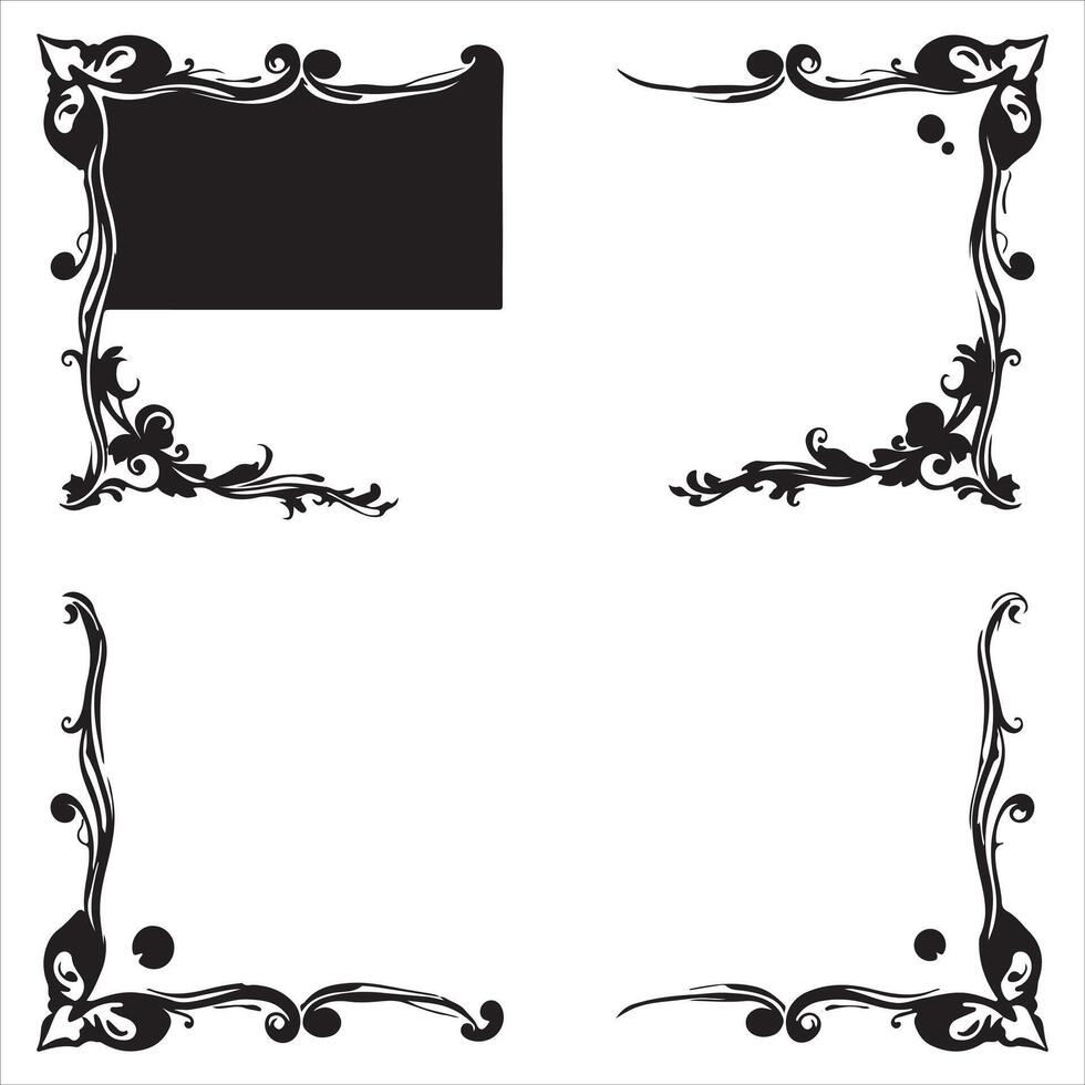 Four black and white decorative frames vector