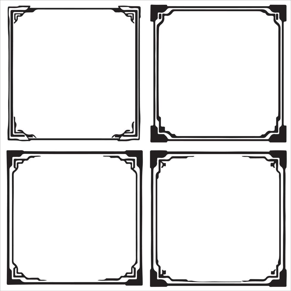 Four square frames with black borders vector