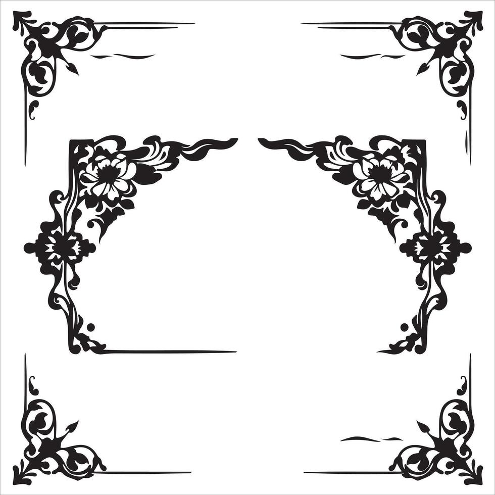 A set of ornate frames with flowers and leaves vector