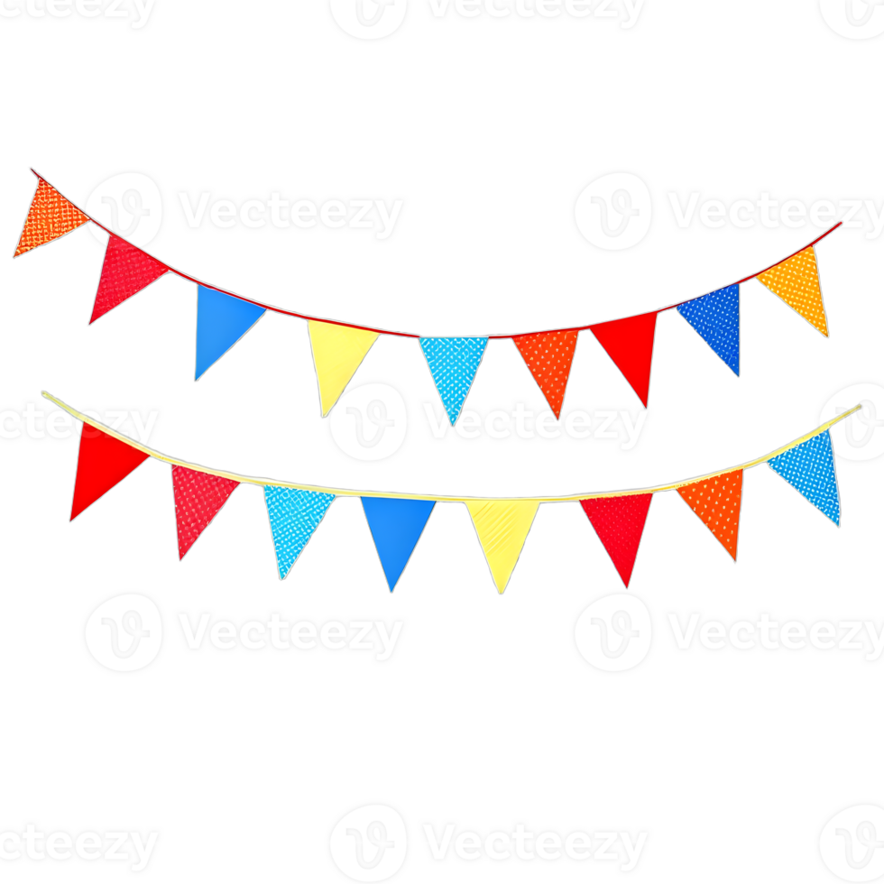 Colorful Party Bunting Flags on Transparent Background png