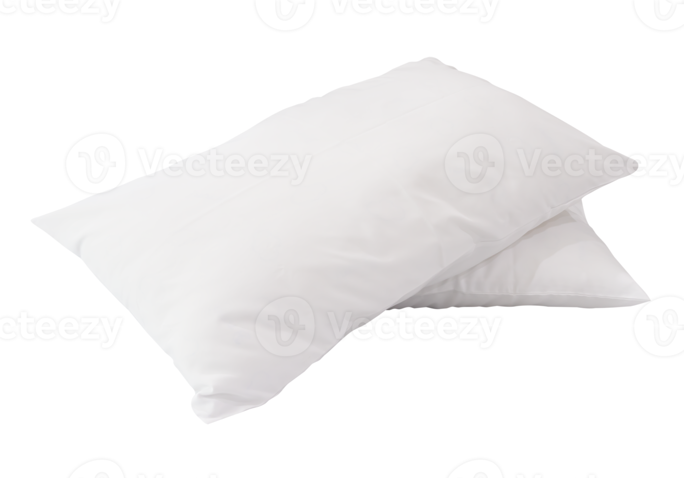 A stack of two white pillows after use isolated with clipping path in file format png