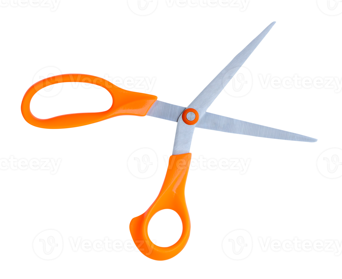 Multipurpose scissors with orange handle isolated in file format png