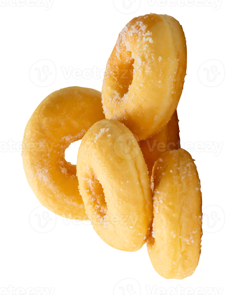 Glazed cinnamon donuts in stack isolated with clipping path in file format png