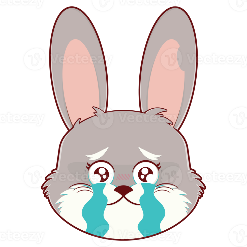 rabbit crying face cartoon cute png