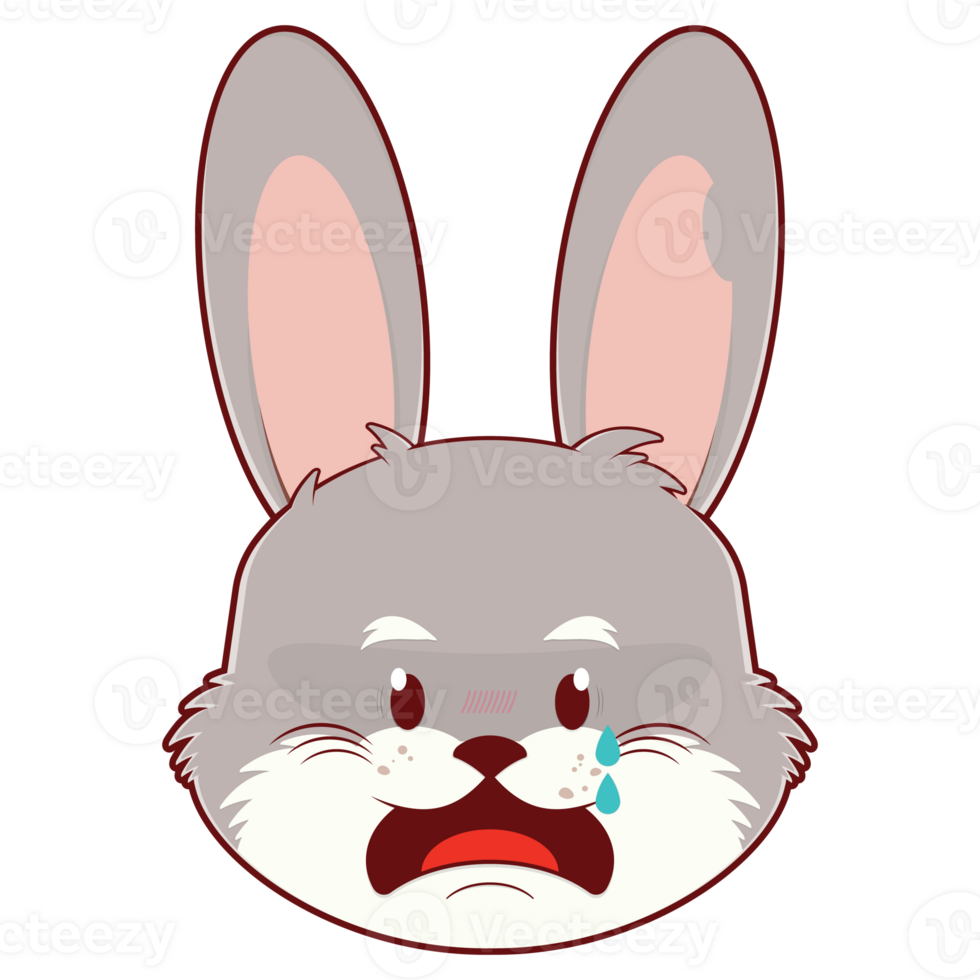 rabbit scared face illustration png