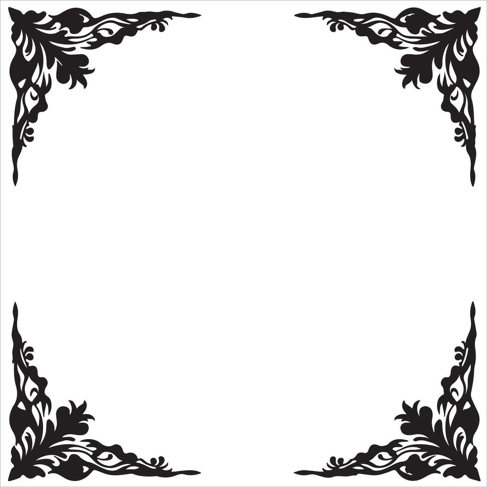 A black and white square frame with floral design vector