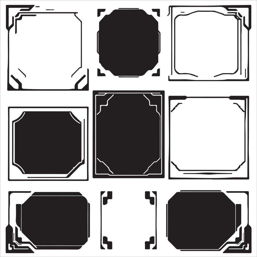 Set of black and white frames vector