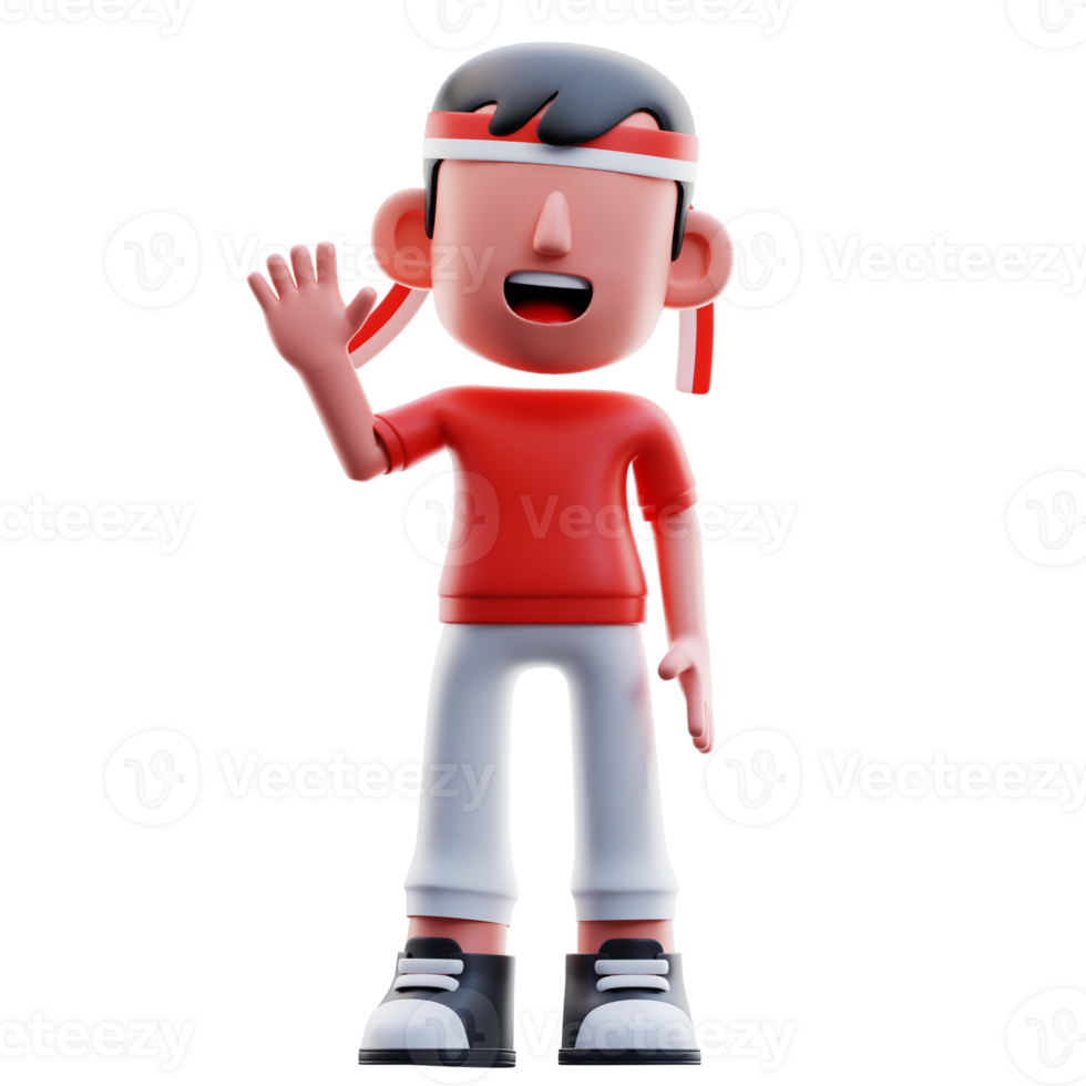 Kid Say Hello Pose 3D Illustration png