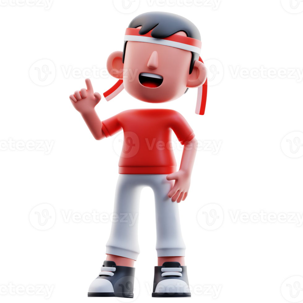 Kid Pointing Up Pose 3D Illustration png