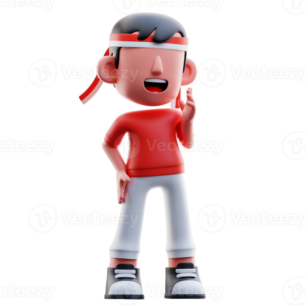 Confident Speaker Kid Pose 3D Illustration png