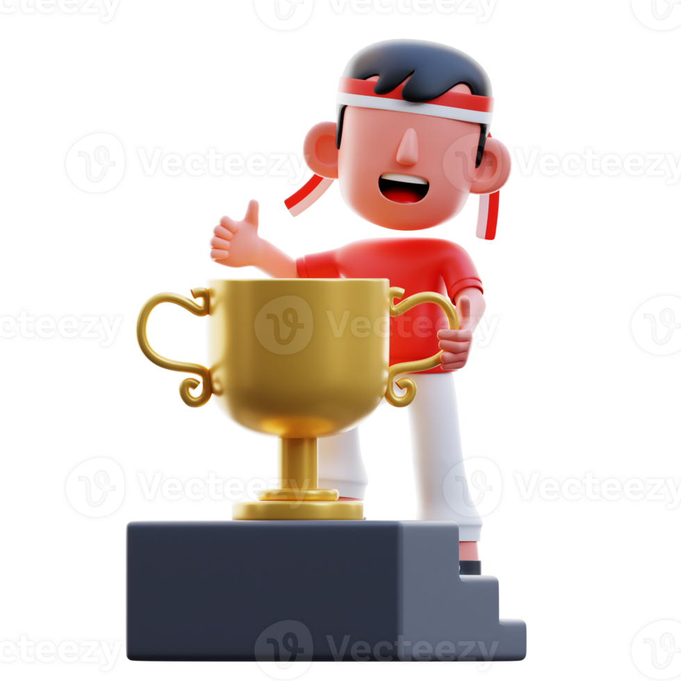 Kid Winner Independence Pose 3D Illustration png