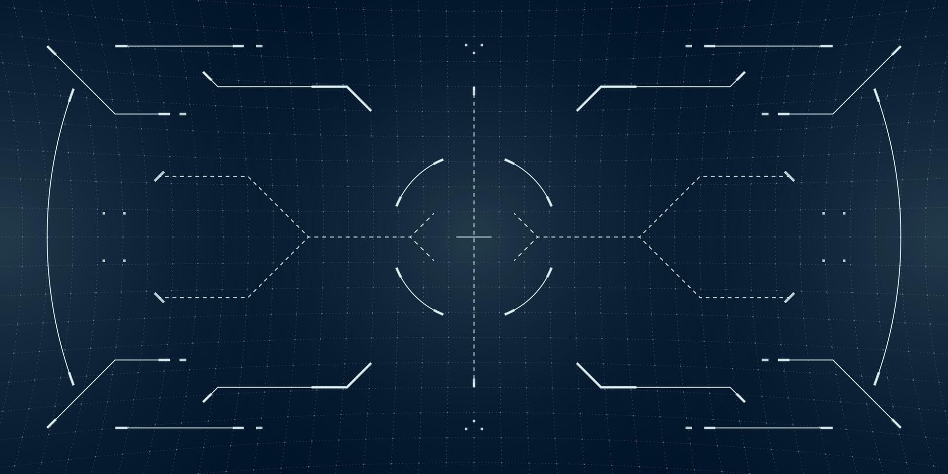 Futuristic control HUD with binary data stream and glowing targeting reticle. Cyberpunk interface layered with distortion and tactical camera feed in dark palette. vector