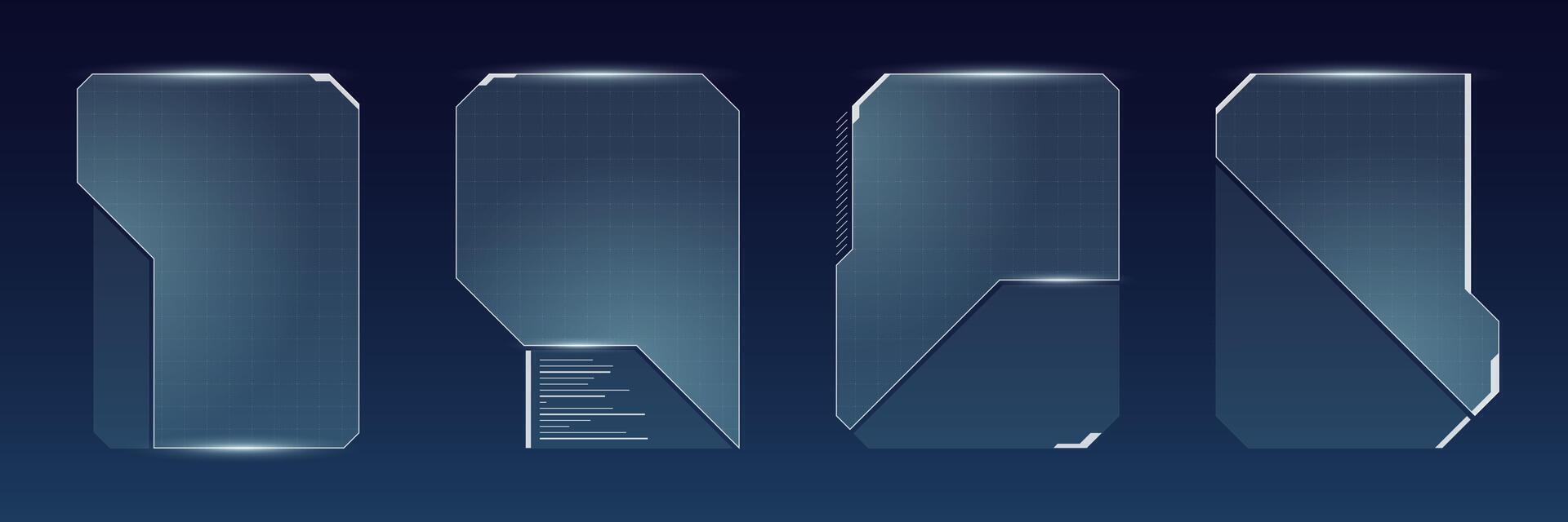 High tech blue HUD screen for online streamers. Futuristic layout with glowing panel frames, digital buttons and abstract sci fi interface. Ideal for cyberpunk broadcasts. vector