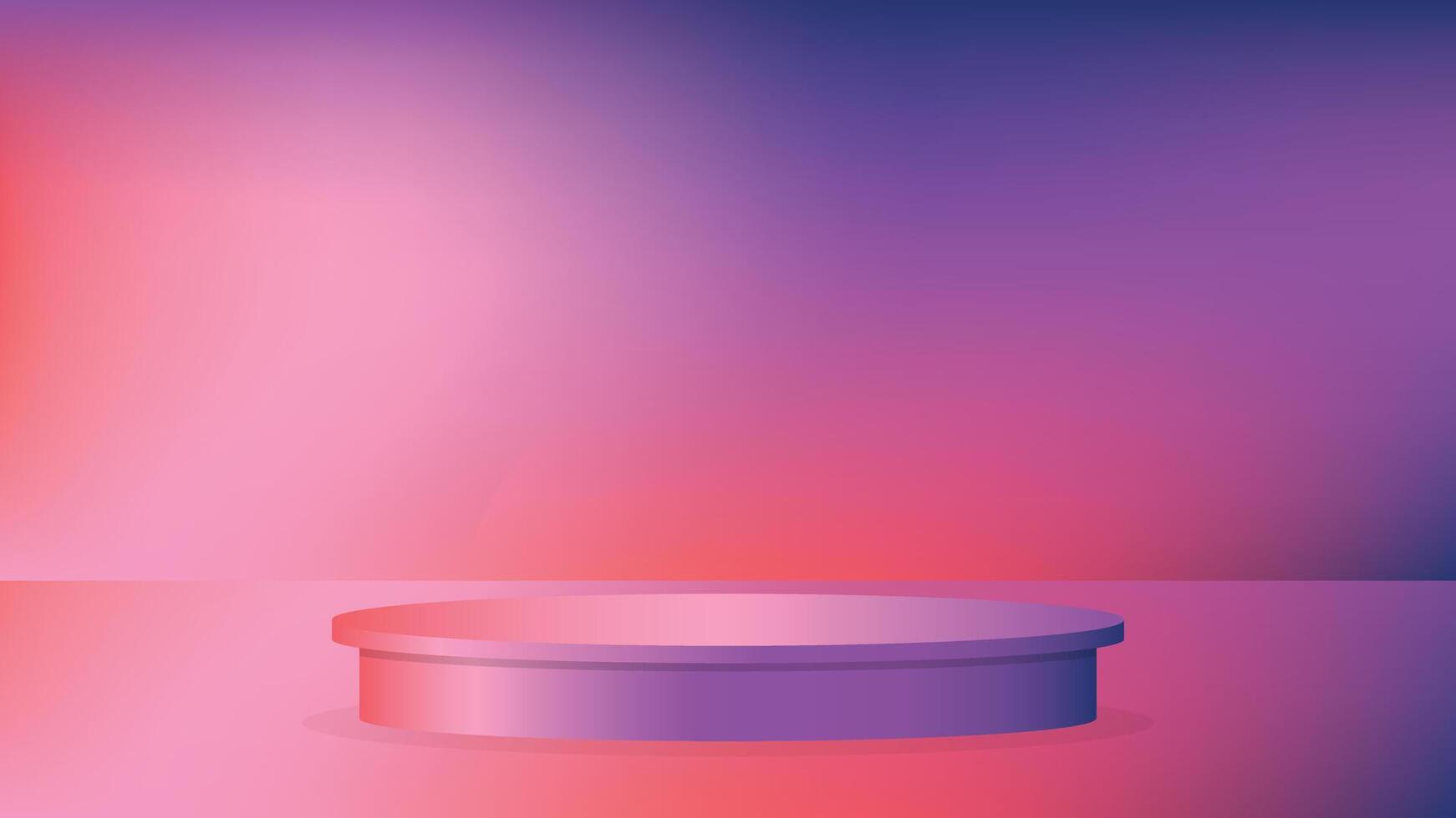 Pink and purple gradient background featuring a round podium perfect for product display creative presentations digital art and elegant modern designs vector