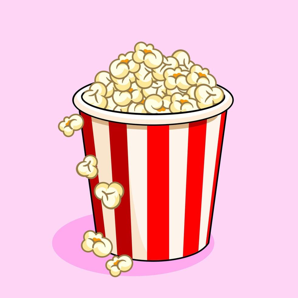 Popcorn Bucket with Kernels Vectors Illustration Cartoon Design