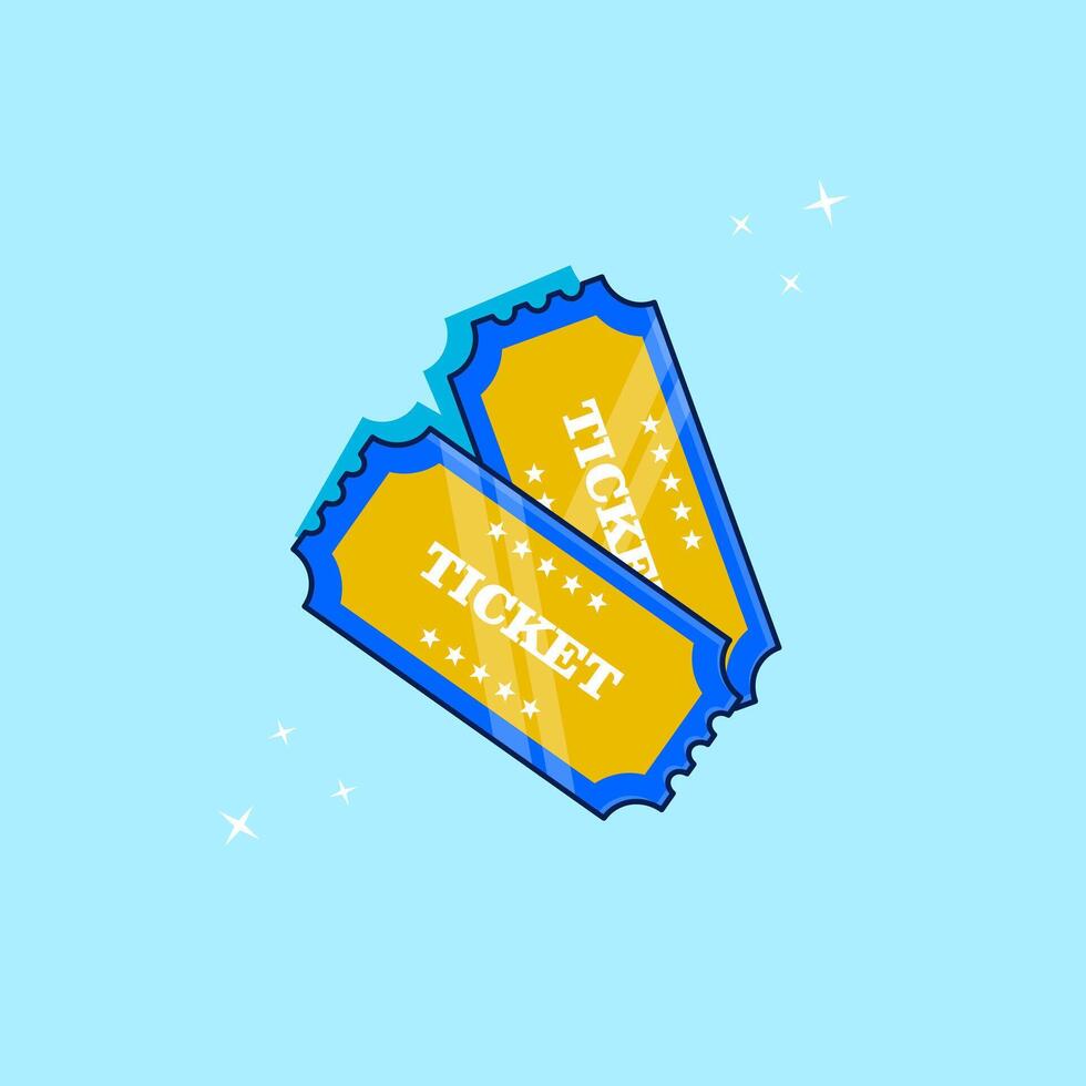Two Bright Tickets on a Light Blue background Vectors Illustration Flat Design