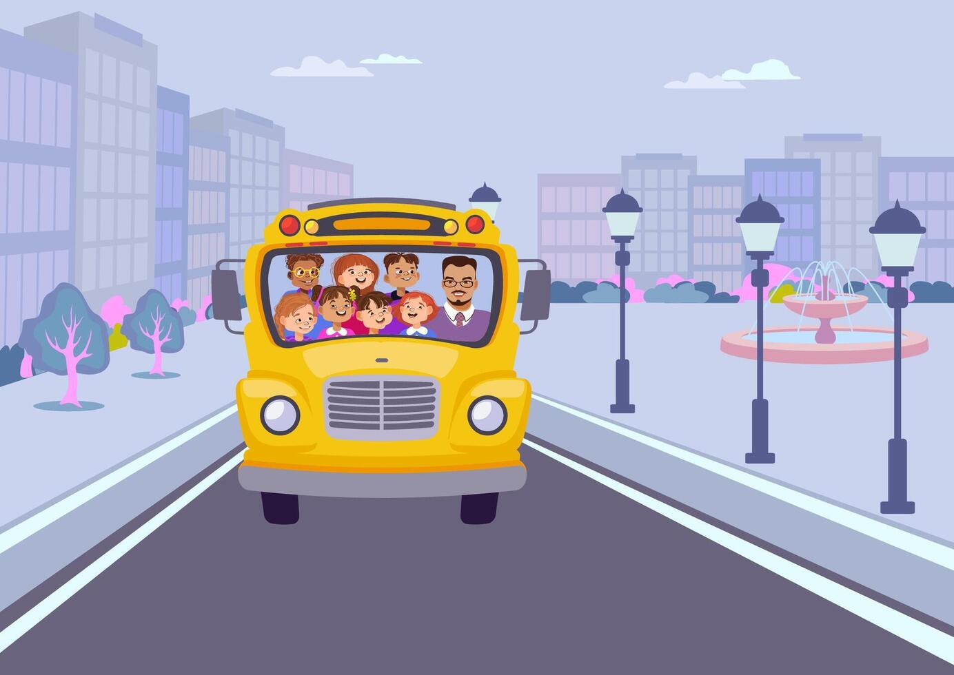 Children on a school bus vector