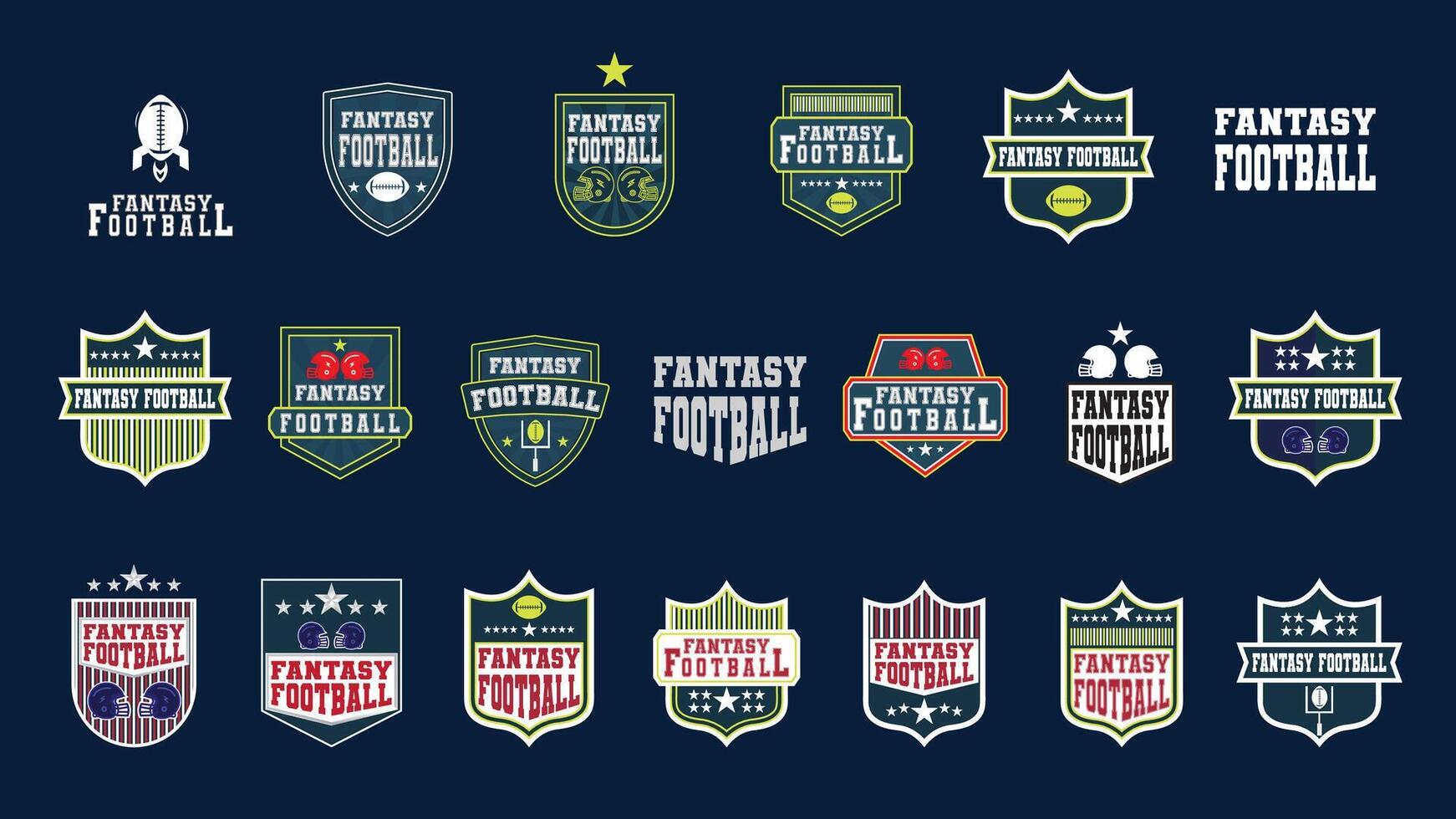 collection of Badge Fantasy Football Logos Collection for Sports Branding and Poster Design vector