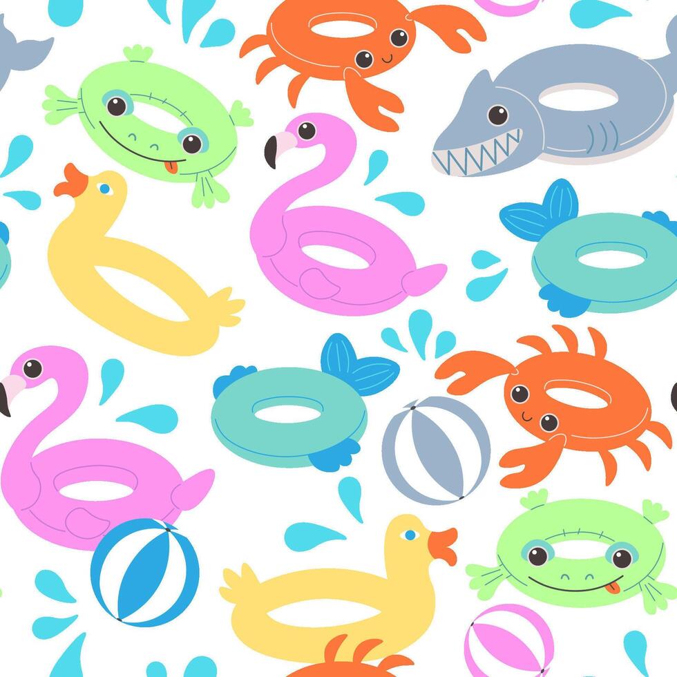 seamless pattern with inflatable rings vector