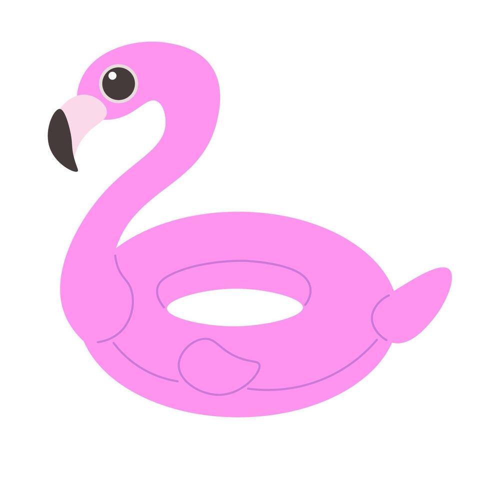 inflatable ring pink flamingo vector