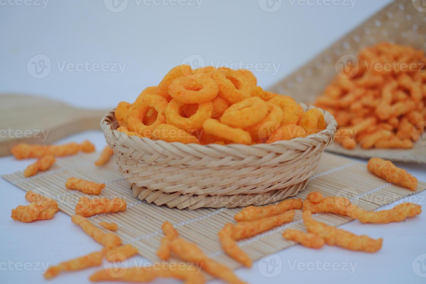 Popular Cheese Flavored Snack in Rustic Setting photo