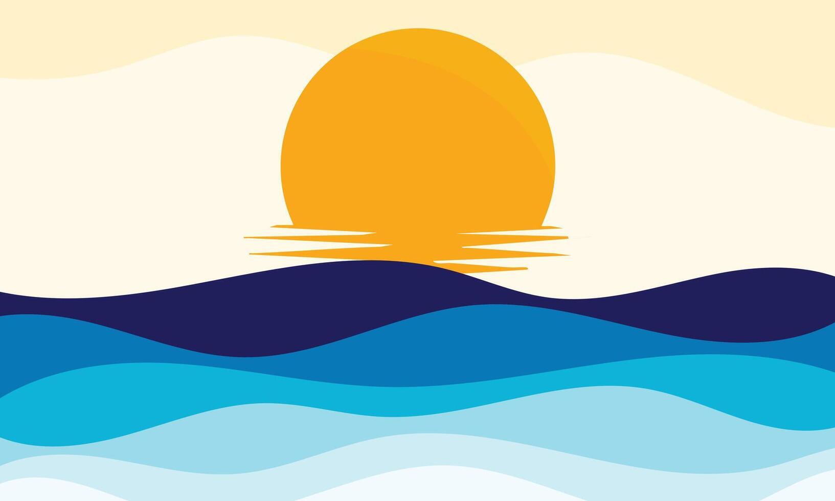 Blue waves natural landscape background vector