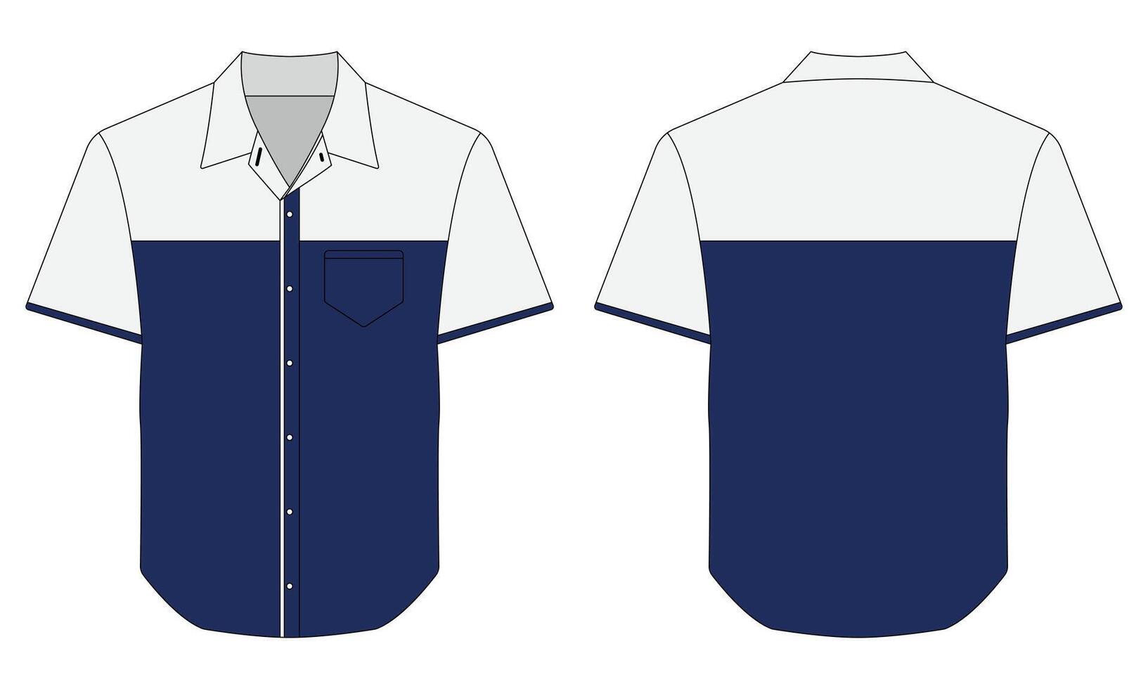 Short sleeve blue and white work uniform mockup vector
