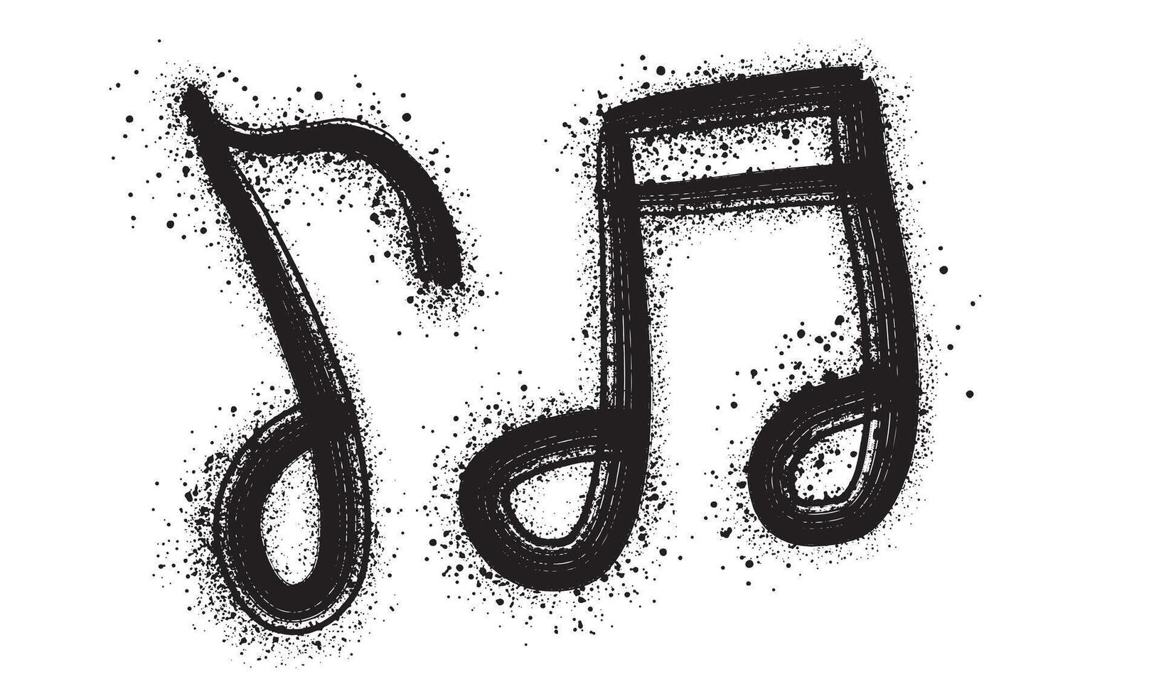 Music notes sign icon isolated on white, black spray paint. EPS 10 vector