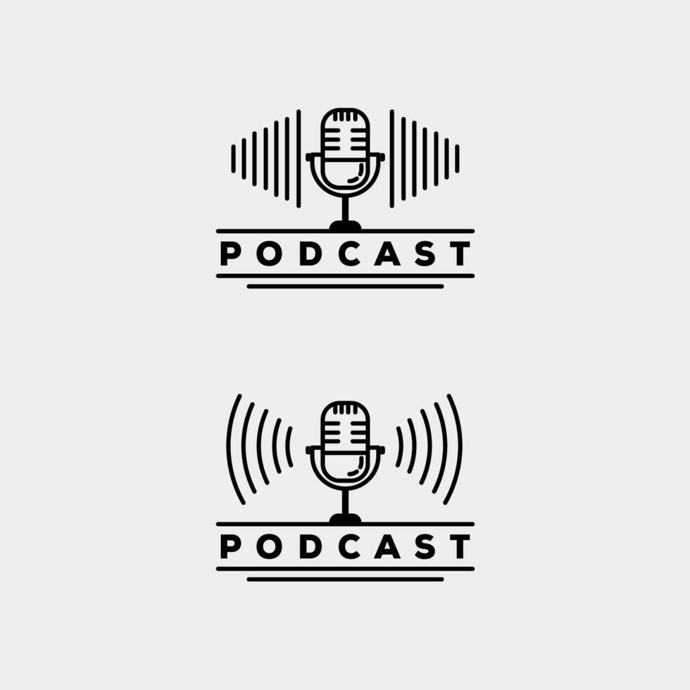microphone podcast music icon logo illustration design vector
