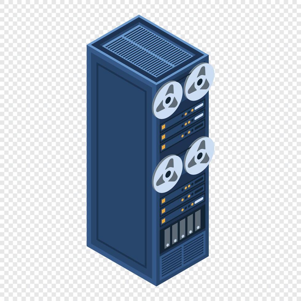 Server rack. Isometric server. Server network equipment. Computer network technology. Isometric technology. vector